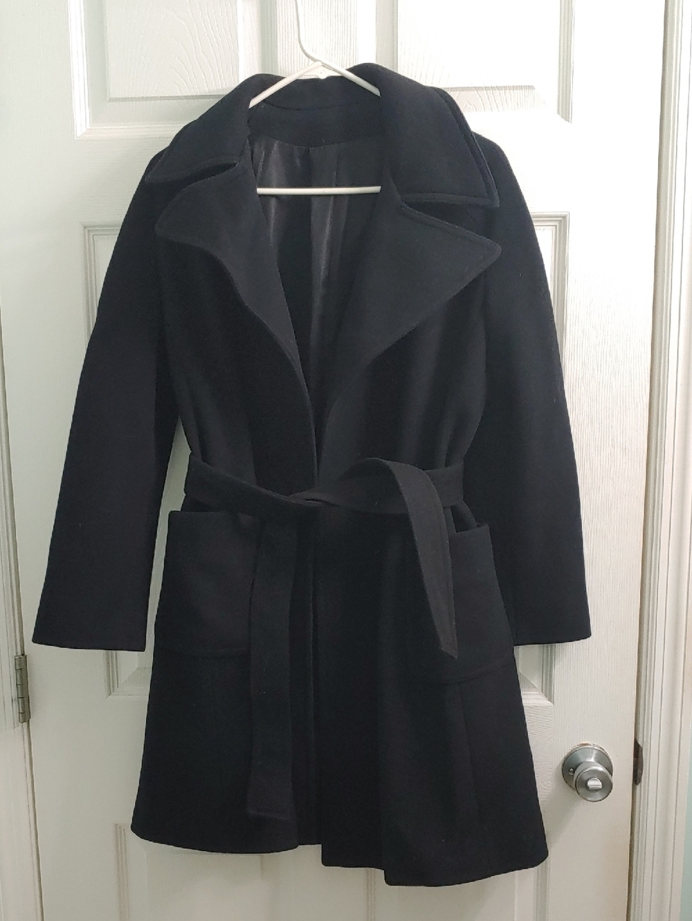 Vintage Forstmann Wool Coat M.G. Kinsler Black Belted Peacoat Women's Size M